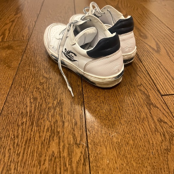 White and Blue Leather Sneakers with Cushioned Sole , custom made in 🇮🇹 - Picture 4 of 5